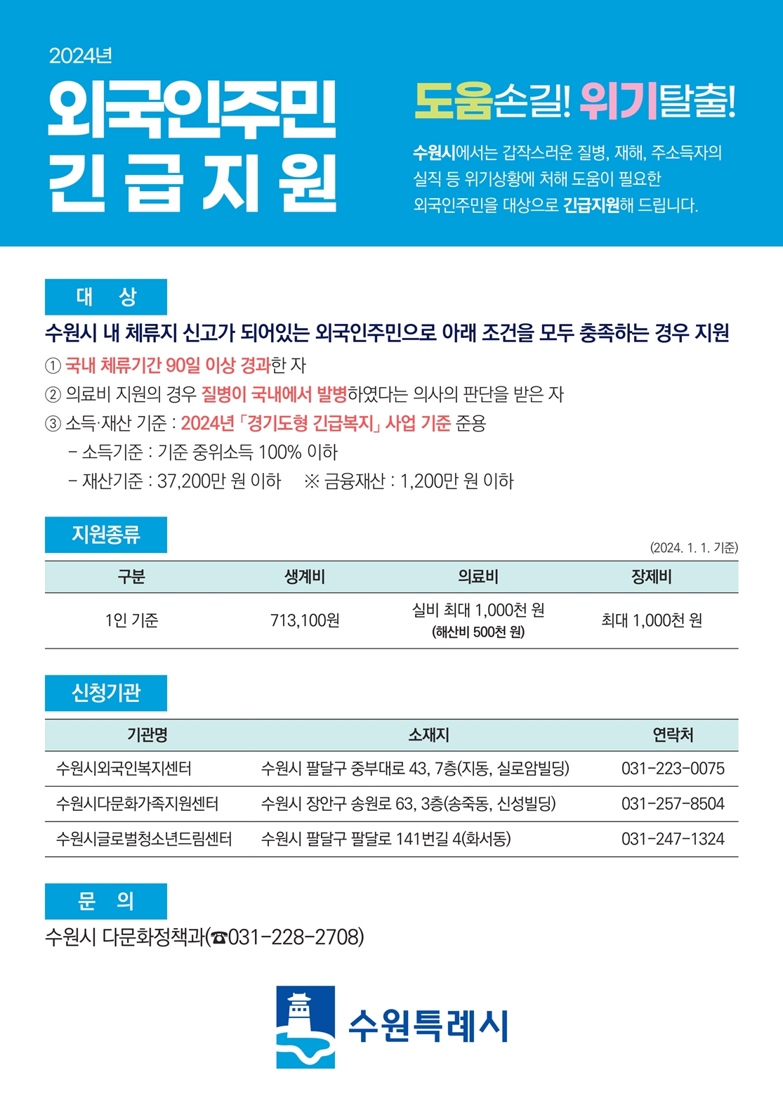 2024년 외국인 긴급지원 신청 안내 이미지1